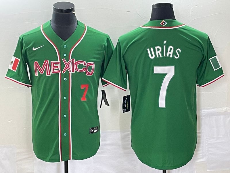 Men 2023 World Cub Mexico #7 Urias Green white Nike MLB Jersey5